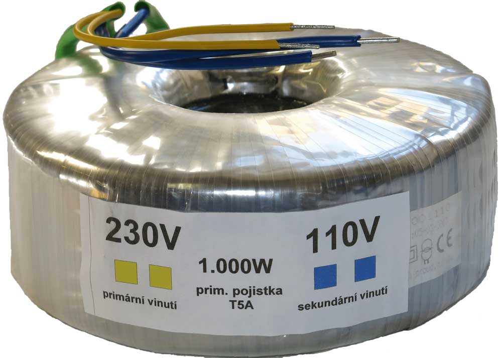 Trafo toroidní 230V/110V 1000W oddělené vinutí