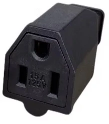 Zásuvka 110V 3 kolíky 15A černá