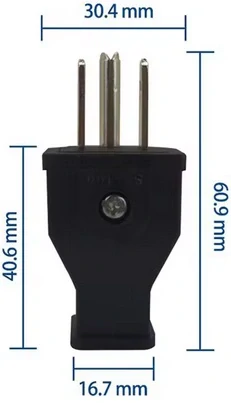 Vidlice 110V 3 kolíky 15A černá